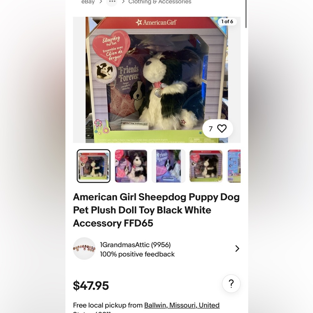 American Girl Fluffy Sheepdog Plush